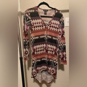 Western: Aztec duster with pearl buttons size small